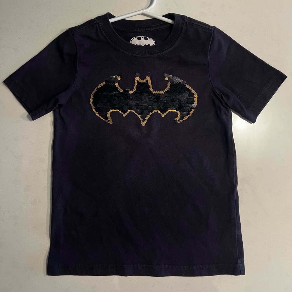 Batman Black Sequin Logo Kids T-Shirt